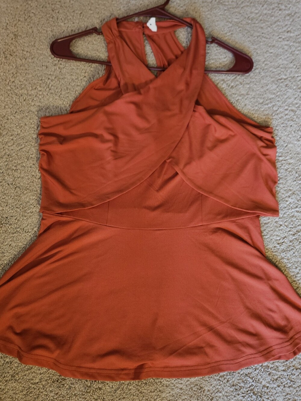 Grace Karin Rust Orange Halter Wrap Peplum Top; Size Large; Y2K Style; Feminine; - Picture 12 of 13